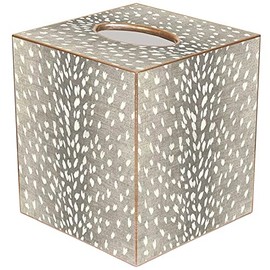 TB8815-Tissue Box Cover Tissue Holder Square Cube Paper Mache Decorative Animal Print Antelope Taupe