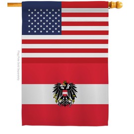 Nationality Austria w/Eagle US Friendship House Flag Regional Nation International World Country Particular Area Small Decorative Gift Yard Banner Double-Sided Made In USA 28 X 40