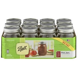 12 Ball Mason Jar with Lid - Regular Mouth - 16 oz by Jarden (Packs of 12)