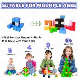 81PCS Magnetic Blocks, Magnet Building Toys for Toddlers, Preschool Sensory Autism STEM Toys for 3+ Year Old Boys & Girls, Magnetic Cubes as for Kids Ages 3-5 4-8