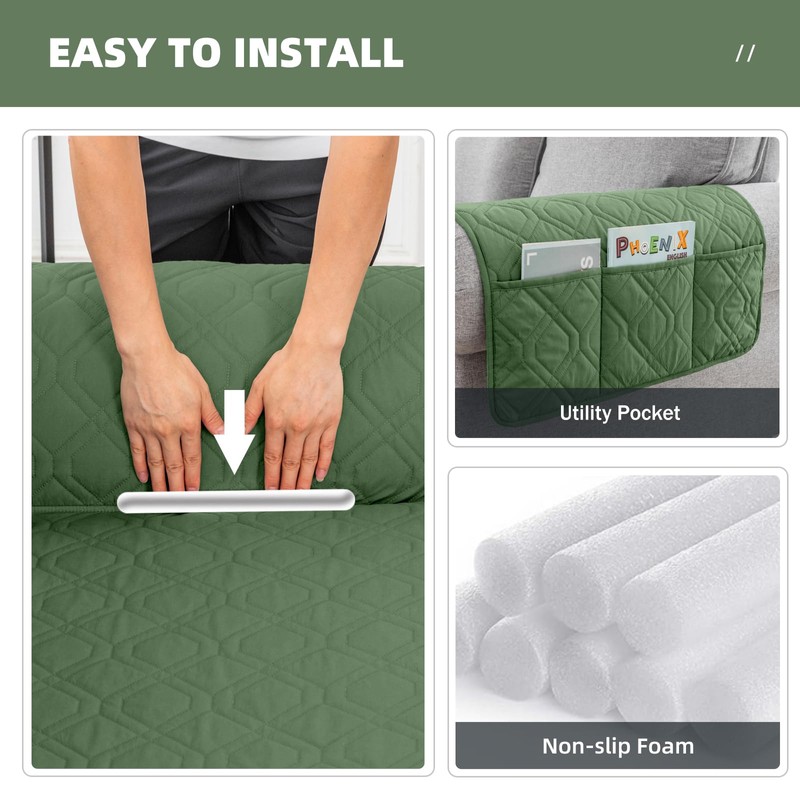 RAPRAP 100% Waterproof Sofa Cover with Side Pockets, 2 Seater