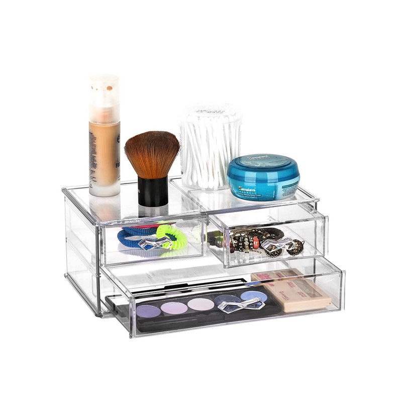 Makeup Cosmetic Organizer Drawer. Cosmetic Display Cases with 16 Holders.