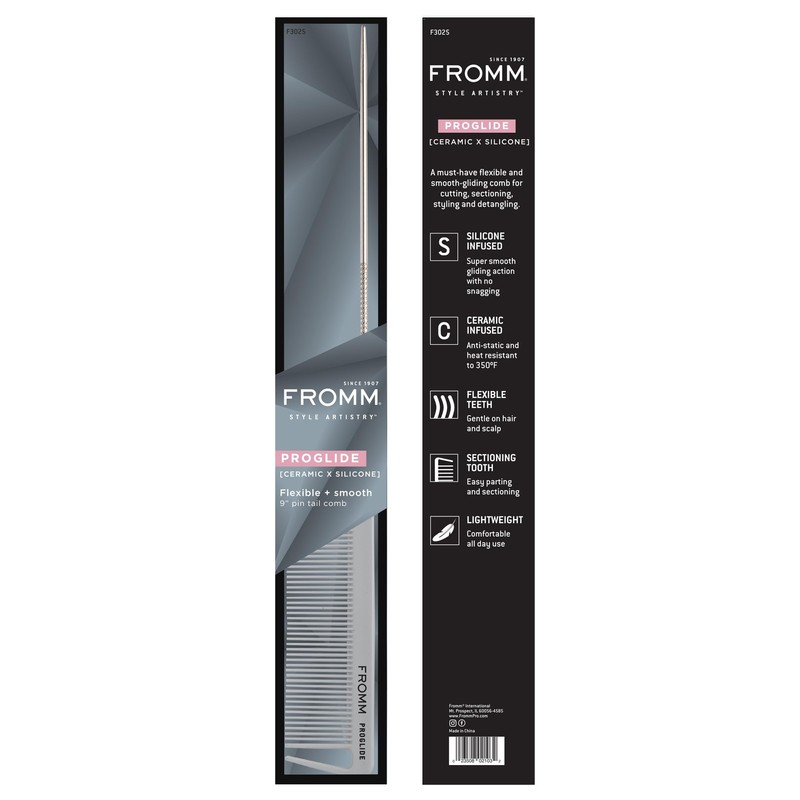 Fromm ProGlide 9" Pin Tail Comb with Silicone and Ceramic