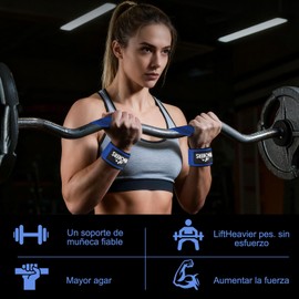 WINCHEERS Correas de Silicona Antideslizante de Doble Cara, Straps Para Gym, Levantamiento de Pesas - Powerlifting y CrossFit, Protegen las Manos, Máximo Agarree para Hombres y Mujeres (Azul)