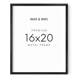 HAUS AND HUES Black Metal Picture Frame, 16x20 inches, Premium Quality, Wall Mount, Picture Frame for Wall, Modern Style, Black