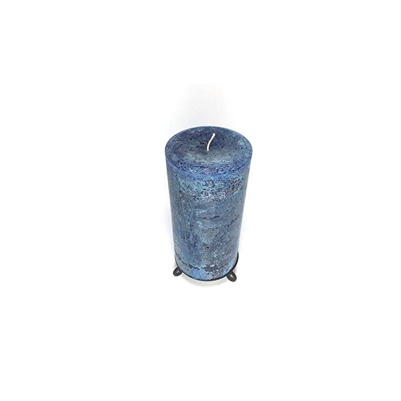 Classic Blue Unscented Rustic Textured Pillar Candle - Choose Size