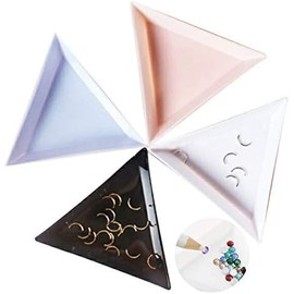 Plastic Triangle Tray Rhinestone Beads Crystal Nail Art Sorting Tray White (Black, 1 Piece)