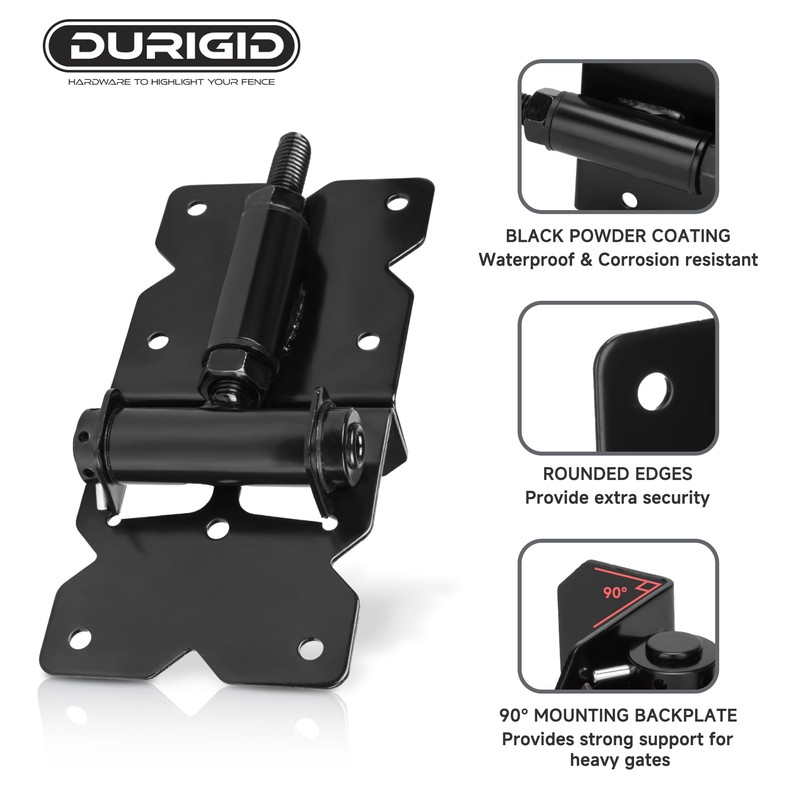 DURIGID Self Closing Gate Hinges, Gate Hinge Heavy Duty, Shed