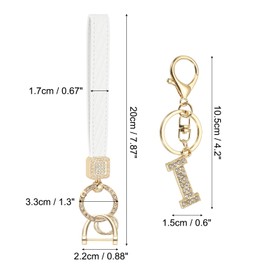 PATIKIL Leather Wristlet Keychain, Initial Letter I Keychains with Key Ring and D Ring Car Keys Keychain Decorative Alphabet Key Chain for Bag Backpack DIY, Gold Tone