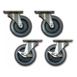 Shepherd Caster 3" Casters w/ Polyurethane Wheel & Top Plate (Set of 4; 2 w/brake)