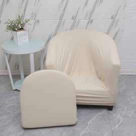 Highdi Armchair Cover with Elastic Stretch Cover, Pack of 2, Club Chair Slipcover, Sofa Cover with High Stretch, Armchair for Lounge Chair, Cocktail Chair (Plain Beige)