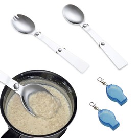 2 Pcs Replacement Spoon & Fork for Thermos,Stainless Steel Foldable Spoon & Dinner Fork,Portable Outdoor Tableware for Fork for Outdoors Travel Replacement Parts Compatible with 16oz Food Jar