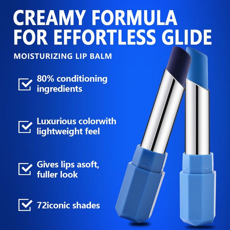 2 Pack Steel Blue Light Blue Cream Matte Lipstick Stick,