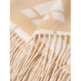 State Cashmere Reversible Throw Blanket with Fringes - Ultra Soft Accent Blanket for Couch, Sofa & Bed - Made with Merino Wool & Cashmere Sourced from Inner Mongolia - (Camello/Beige, 70"x50")