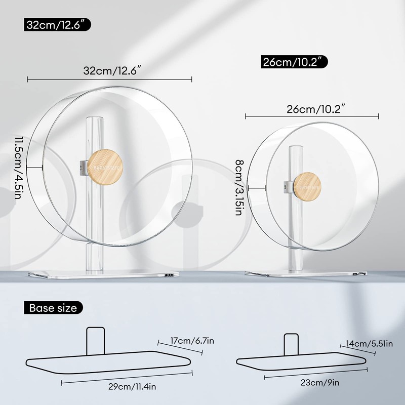 BUCATSTATE Hamster Wheel Silent 12.5inch, Acrylic Hamster Exercise Wheel with