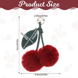 Thinp Pom Pom Keychain Cute Cherry Keychain Fluffy Accessories Cherry Bag Charms Purse Charms Car Bag Charm Handbags Pendant for Women Girl Birthday Christmas Gifts Stocking Stuffers