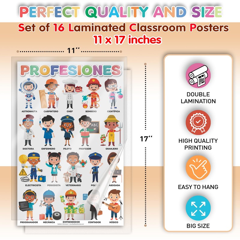 DeeDee's Workshop 16 Spanish Classroom Posters vol. 2, Spanish Learning