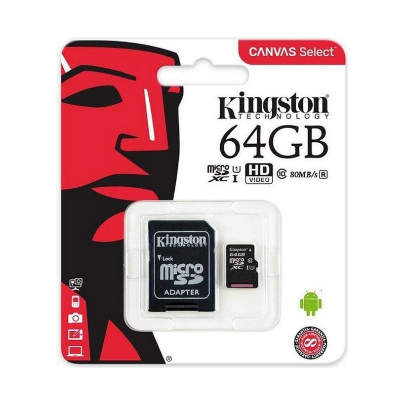 Kingston Canvas Select Plus microSD Card SDCS2/64 GB Class 10