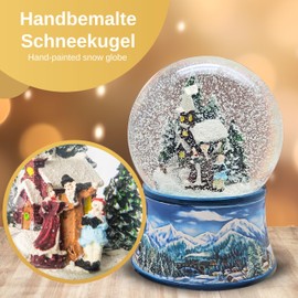 Snow Globe Christmas Walk | Base Winter Landscape Light Blue | with Music Box | Height: 14 cm W: 10 cm | Shaking Ball | 20274