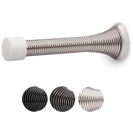 Brushed Satin Nickel Flexible Rustproof Door Stop with White Rubber Bumper End Caps for 3-1/4" Doors