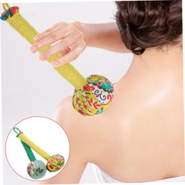 Beavorty 2pcs Handheld Massage Hammer Manual Body Massager Natural Wormwood for Muscle Relief for Home Use and Self- Yellow Design