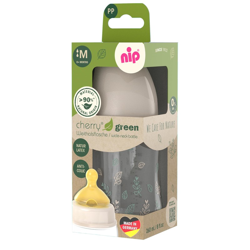 nip Cherry Natural Rubber/Latex Anti Colic Baby Bottle Small &