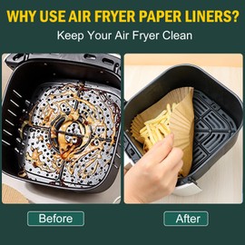 Air Fryer Disposable Paper Liners Square, Non-Stick Parchment, AirFryer Accessories for Baking Microwave Oven Frying Pan, Oil Proof, Water Proof (100PCS, 6.3inch)