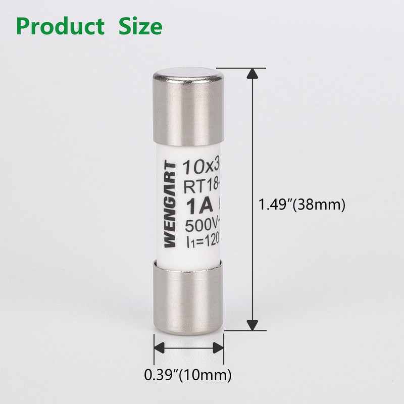 Wengart AC Cylinder Fuse Insert RT18-32 (RO15), Pack of 10,