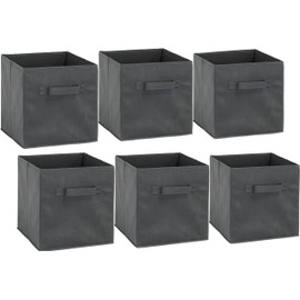 6 Pack - SimpleHouseware Foldable Cube Storage Bin, Dark Grey