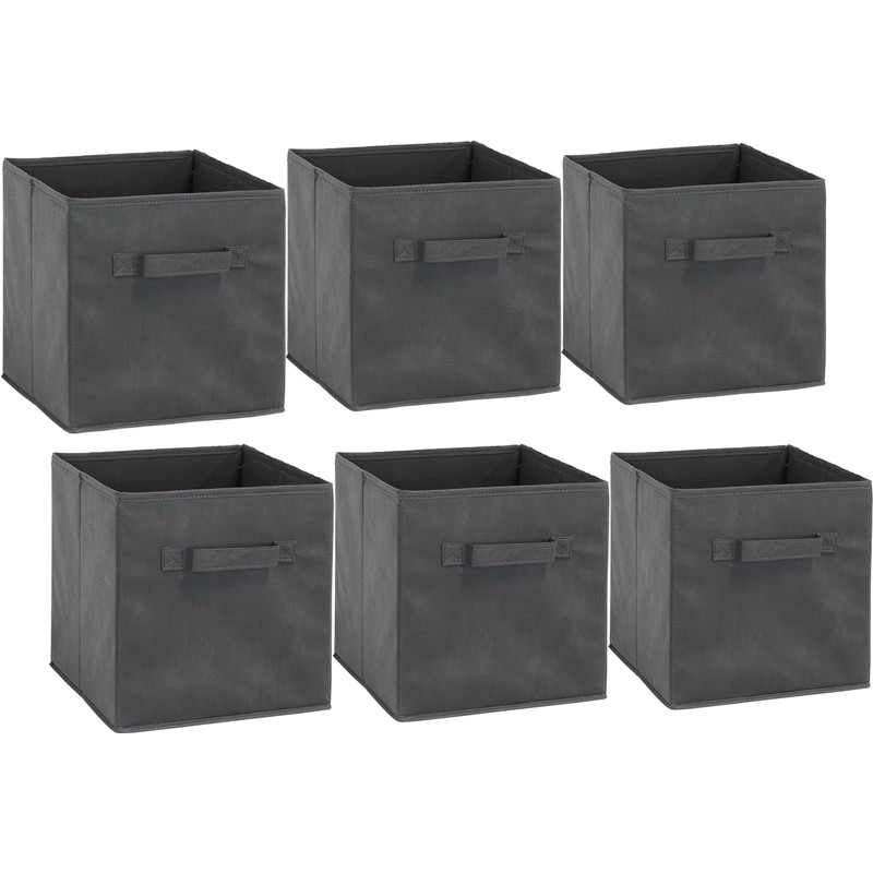 6 Pack - SimpleHouseware Foldable Cube Storage Bin, Dark Grey