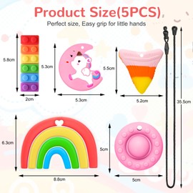 CLDY 5 Stück Sensory Kauen Halskette, BPA-frei, Kaukette für Kinder, beisskette für kinder, Autismus-Spielzeug für Jungen und Mädchen, perfekt für Kinder mit ADHS, Beißende, Fingernägel Kauen