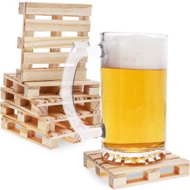 Mini Wooden Pallet Beverage Coasters for Hot and Cold Drinks (6 Pack)