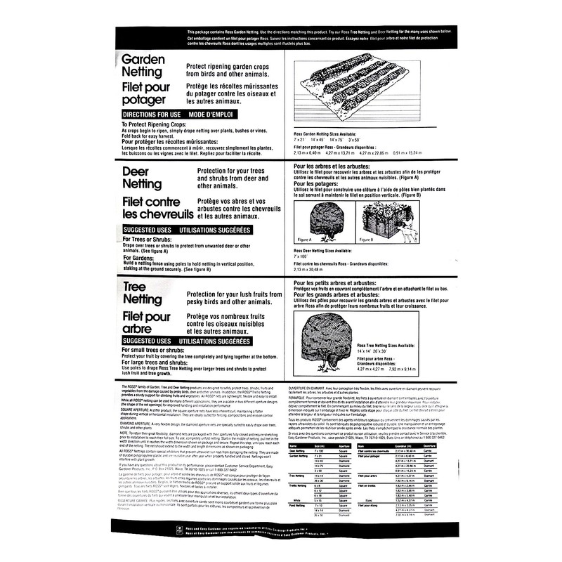 Easy Gardener Edging Ross 15720 45-Foot X 14-Multi-Use Garden Netting,