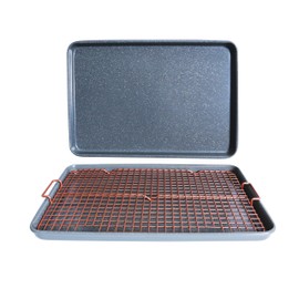 CasaWare 3pc Ultimate Commercial Weight 15 x 10 x 1-inch Cookie Sheet/Cooling Grid Set (Silver Granite)