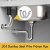 2Pcs Stainless Steel Flexi Pipes, with 2 Plastic Knobs Flexible