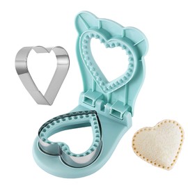 Uncrustable Sandwich Maker Crustless Heart Shaped Sandwich Cutters for Kids Lunch, Sandwich Cutter and Sealer, Peanut Butter and Jelly Crustless Sandwich Bread for Kids Children Boys Girls (Blue)