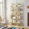 Kogven Wide Bookshelf Arched Bookcase, Industrial 5 Tier 72" Tall