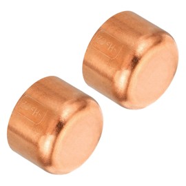 PATIKIL 32.1mm(1.26") ID Copper Pipe End Cap, 2 Pack Copper Fitting Cap Sweat Plug Solder Connection for Plumbing HVAC Air Conditioner