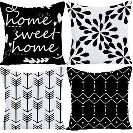 Wilproo Throw Pillow Covers Modern Decorative Throw Pillow Case Cushion Case for Room Bedroom Patio Sofa Chair Car Decoration, Black, 18 x 18 Inch