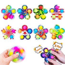 8Pcs Pop Fidget Spinners for Kids, Pop Fidget Toys Pack, Sensory Toys for Girls Boys Party Favors, Birthday Gifts, Classroom Prizes, Party Bag Fillers