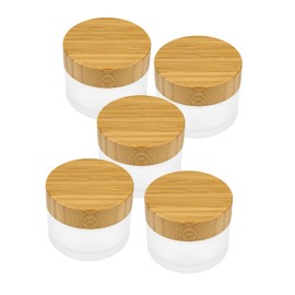 Wachsmann High-quality glass jars with bamboo lid, for sustainable DIY natural cosmetics, with gift packaging, travel container for ointments and lotions, 50 ml, pack of 5