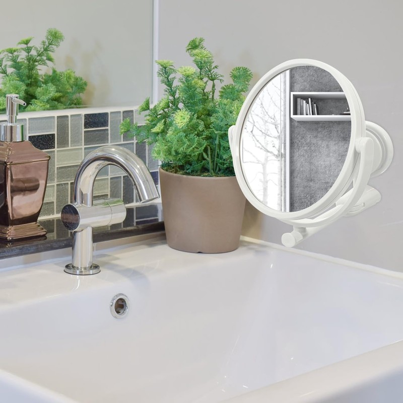 Holibanna Wall Mounted Makeup Mirror Folding Rotating Vanity Mirror for