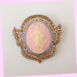 Drop Vintage Style Cameo Brooch Pendant Charm Pin Orange Angel Br1328 Rhinestone Brooch Pin for Women
