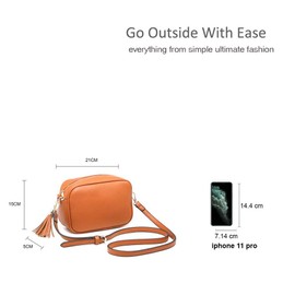 Women's Classic Design Lightweight Vegan Leather Crossbody Shoulder Handbag Practical Ladies Casual Messenger Handbag With Tassel Charm (Brown)