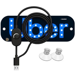Rideshare Windshield LED Light with Blue Decal & USB Touch Dimmer (Blue)