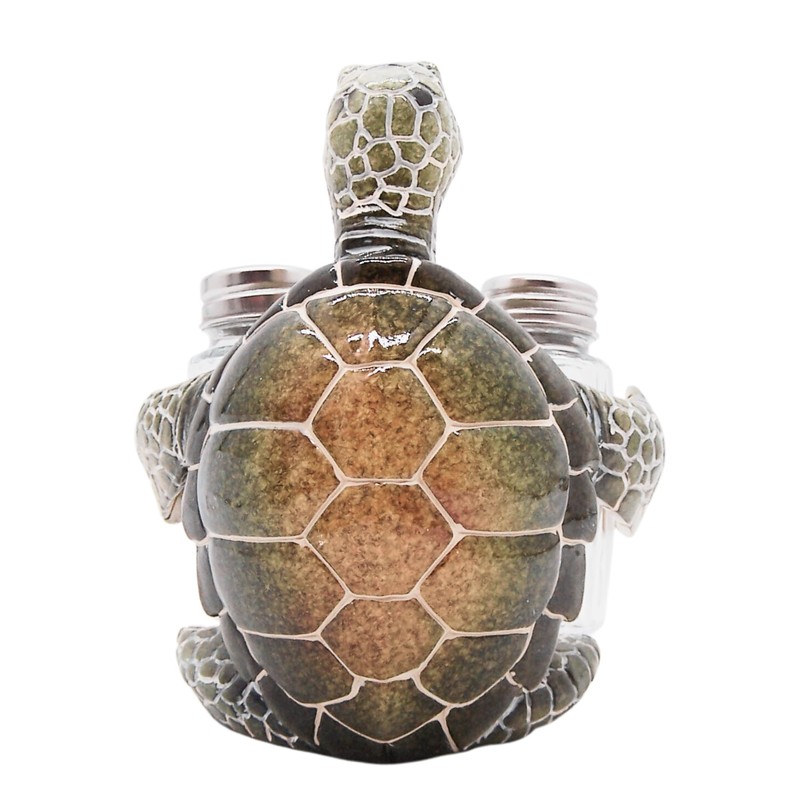Turtle Salt and Pepper Set Holder, Nautical Décor, Shakers Included,