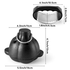 GerdfeiTawtab Cast Iron Garlic Roaster, Pre-Seasoned Smoker Roaster Box With Stainless Steel Garlic Press, for Smoky Garlic Mushroom Vegetable Meat Picnic Camping Patio Backyard Indoor Outdoor