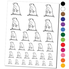 Groundhog Woodchuck Standing Up Temporary Tattoo Water Resistant Fake Body Art Set Collection - Black (One Sheet)