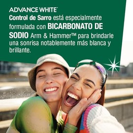 Arm  Hammer Advance White, Pasta Dental Blanqueadora Control Sarro, Limpia Tus Dientes Con El Poder Del Bicarbonato, 121 gr                           