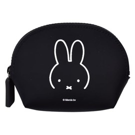 p+g design NUU-Oval Dick Bruna Pouch, Mifffy Black, Small Cosmetic and Travel Organizer, Water-Resistant Silicone Makeup Bag, Cute Minimalist Zipper Case for Accessories